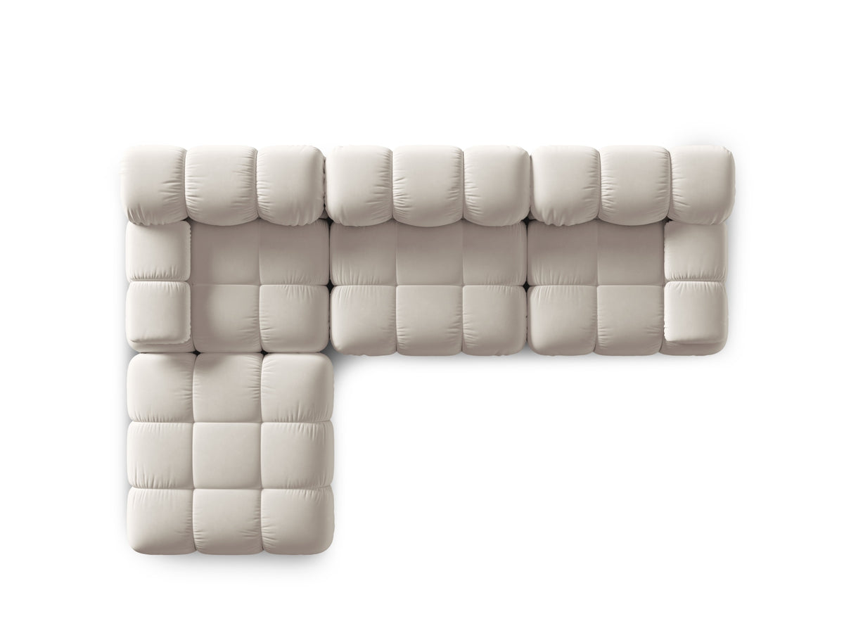 Bellis Velour modulares Sofa 4 Sitzer 188cm in Dark Beige-Bluvel präsentiert im Onlineshop von KAQTU Design AG. L-Sofa links ist von Micadoni