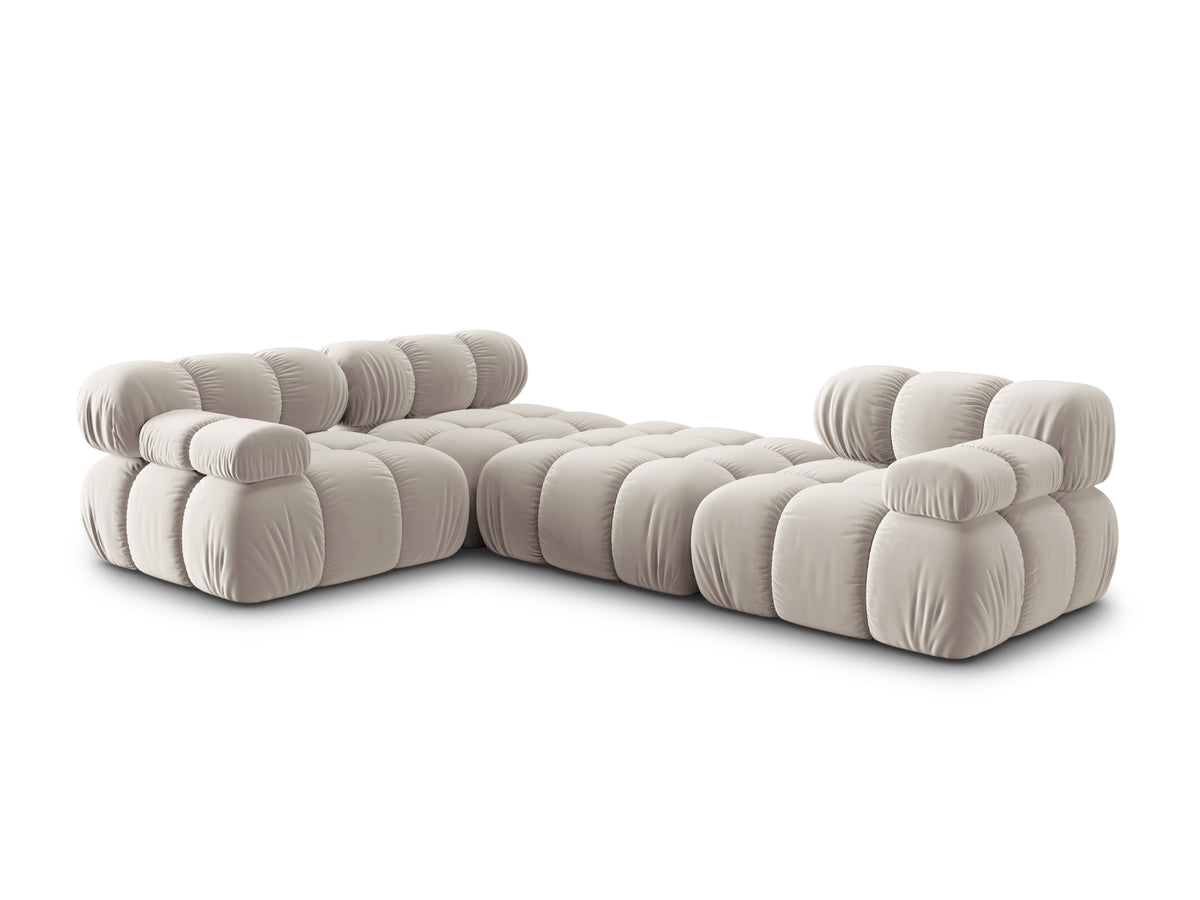 Bellis Velour modulares Sofa 4 Sitzer 188cm in Dark Beige-Bluvel präsentiert im Onlineshop von KAQTU Design AG. L-Sofa links ist von Micadoni