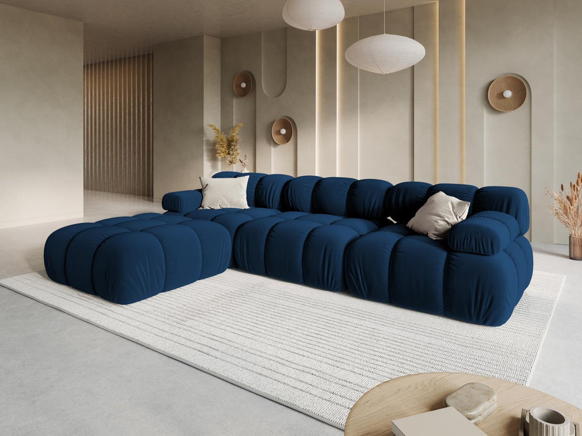 Bellis Velour modulares Sofa 4 Sitzer 188cm in Royal Blue-Bluvel präsentiert im Onlineshop von KAQTU Design AG. L-Sofa links ist von Micadoni