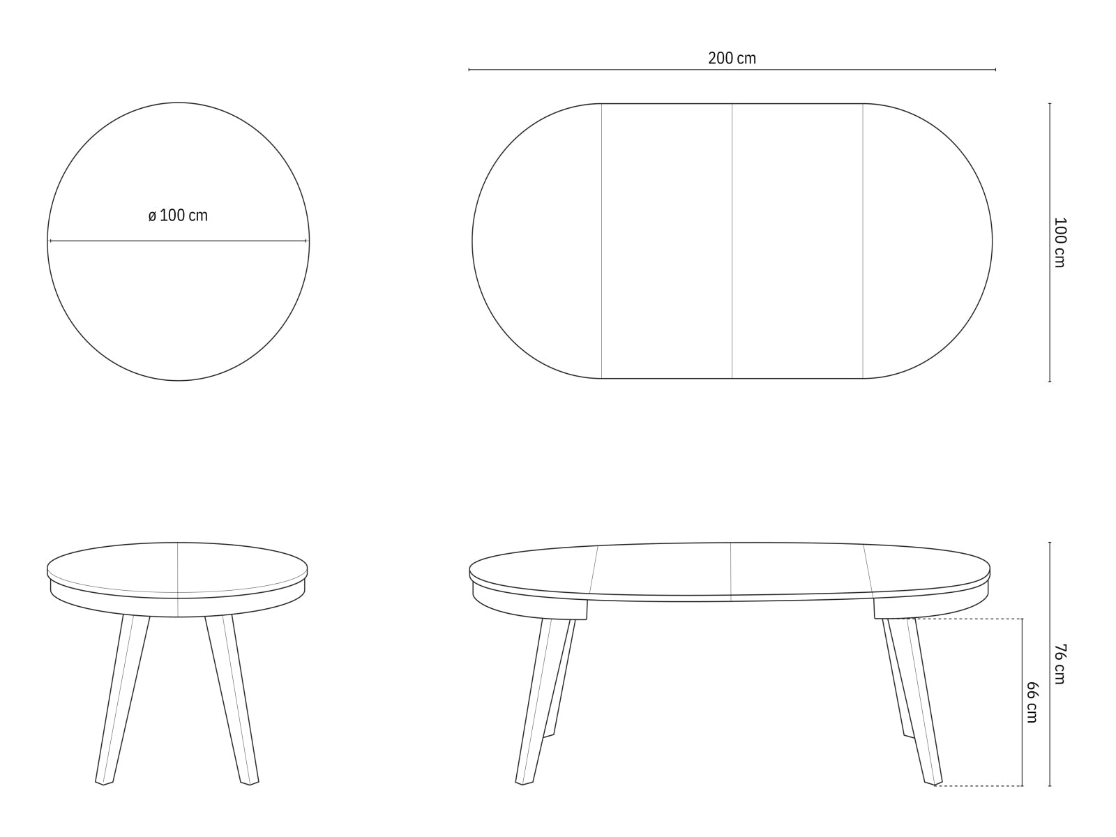 Ausziehbarer Esstisch Ludia 8 Plätze, 100/200x100x76 in  präsentiert im Onlineshop von KAQTU Design AG. Esstisch ist von Micadoni