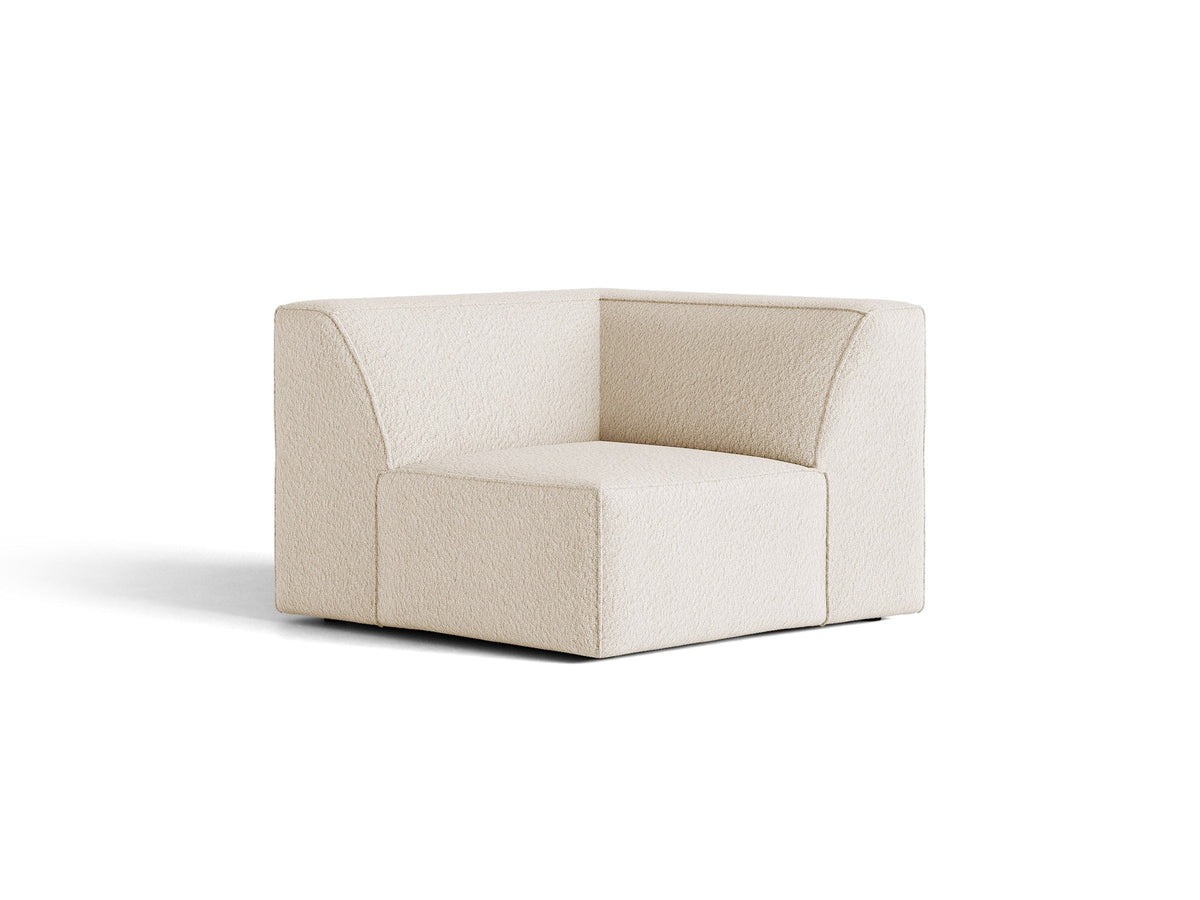 Jodie Sofa-Eckmodul von Micadoni in Dark Grey-Bluvel, gepolstertes Eckelement mit schwarzen Kunststoffbeinen, modulares Design.
