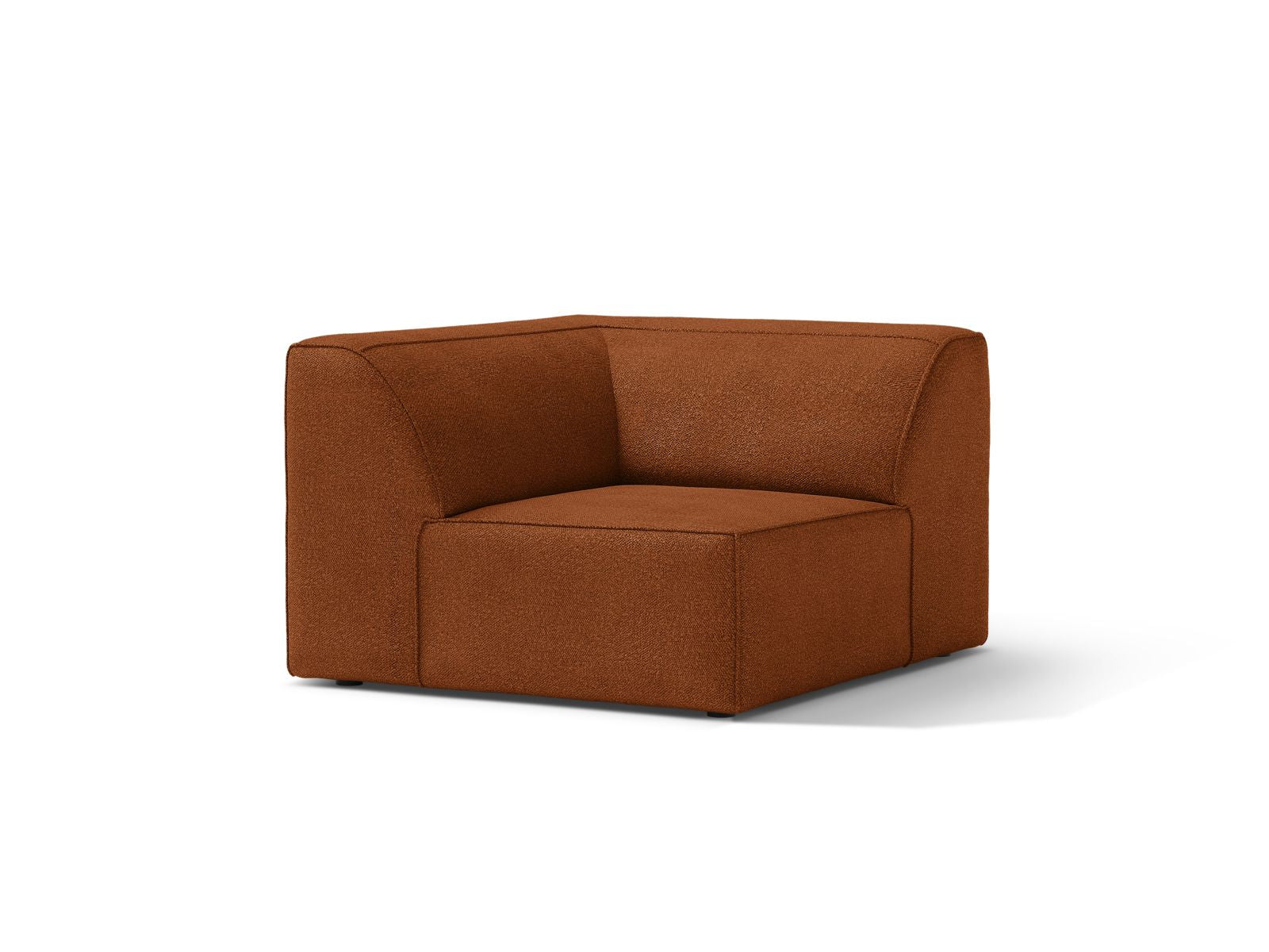 Elegantes 1-Sitzer Eckmodul Jodie in warmem Terracotta, ideal für individuelle Sofa-Gestaltung im modernen Wohnraum.
