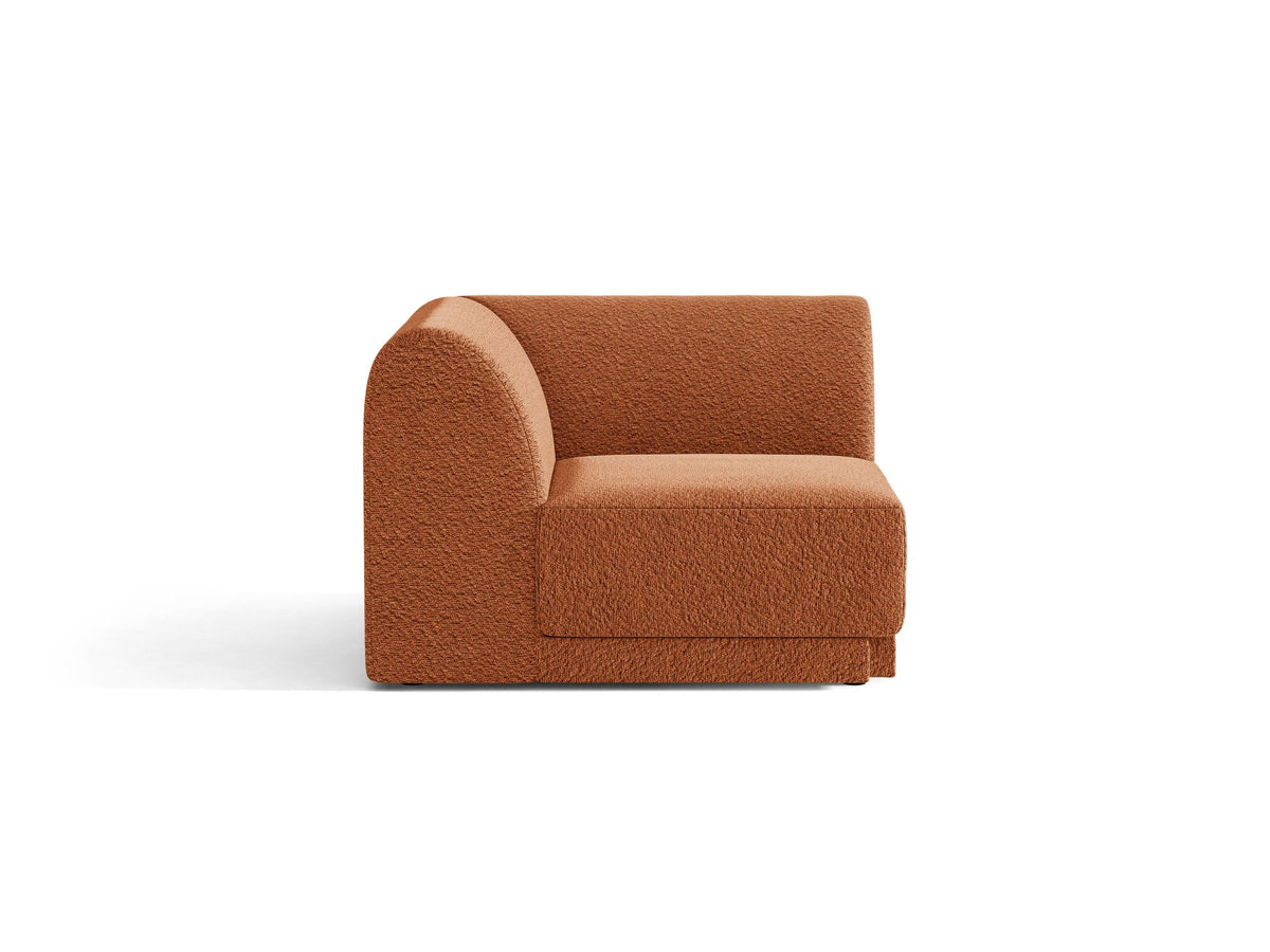 Miley Eckmodul von Micadoni in Dunkelbeige, modulares Sofa mit Stoffbezug Bluvel 30 und schwarzen Kunststoffbeinen aus Polypropylen