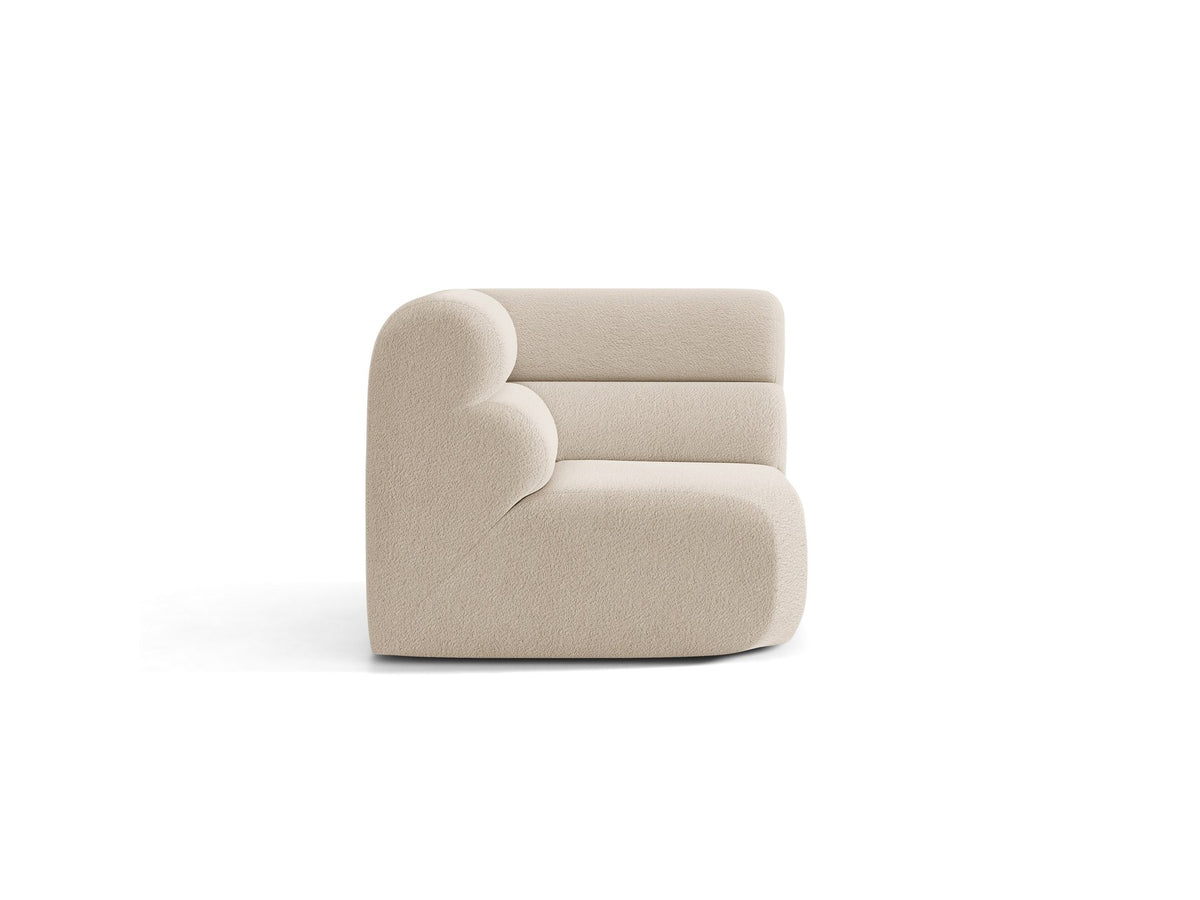 Eckmodul Neo von Micadoni in dunklem Olivgrün, gepolstertes modulares Sofa mit hoher Rückenlehne und schwarzen Kunststoffbeinen.