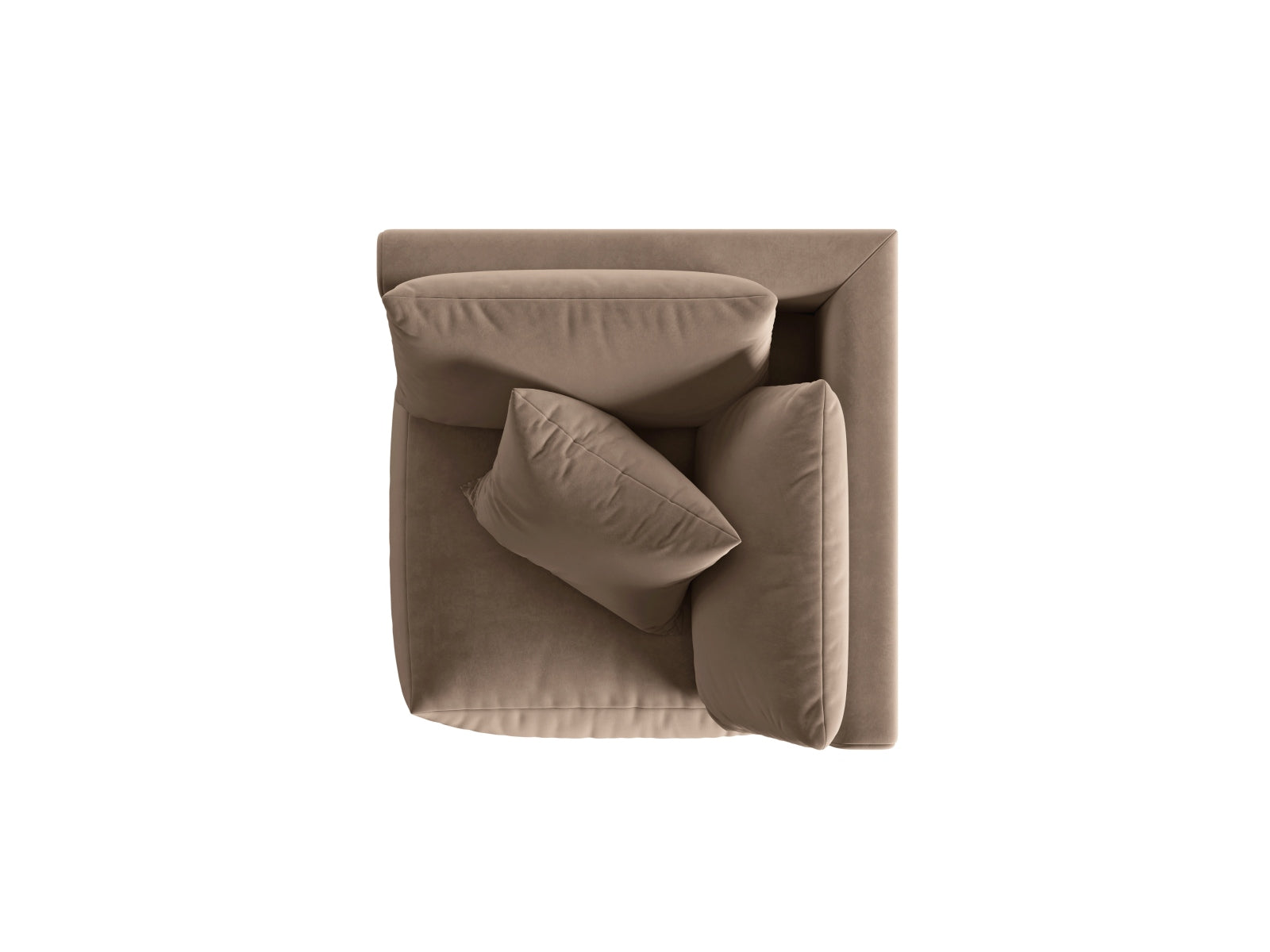 Eleganter Chris Velour Modul Corner 1 Sitzer in sanftem Beige, ideal für kreative Raumgestaltungen und komfortable Sitzmöglichkeiten.