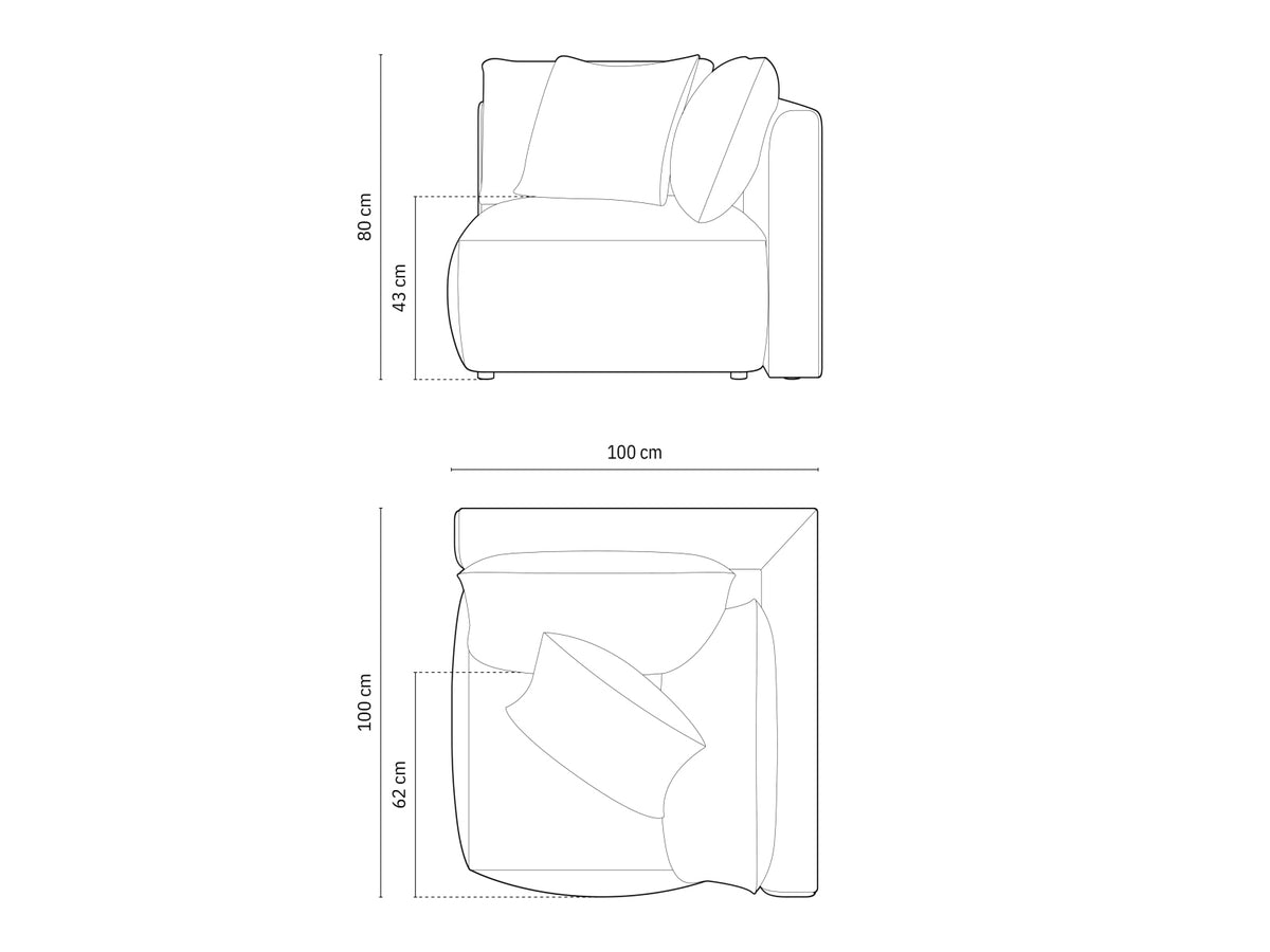 Chris Velour Modul Corner 1 Sitzer in Terracotta-Casino präsentiert im Onlineshop von KAQTU Design AG. Modulares Sofa ist von Micadoni