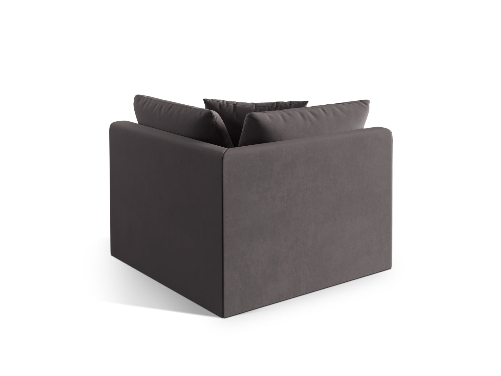Modulares Sofa Chris Velour Modul Corner 1 Sitzer in edlem Dunkelgrau, perfekt für moderne Wohnkonzepte und gemütliche Ecken.