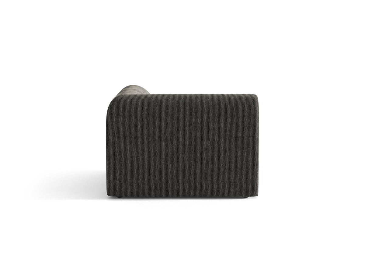 Miley Eckmodul von Micadoni in Dunkelbeige, modulares Sofa mit Stoffbezug Bluvel 30 und schwarzen Kunststoffbeinen aus Polypropylen