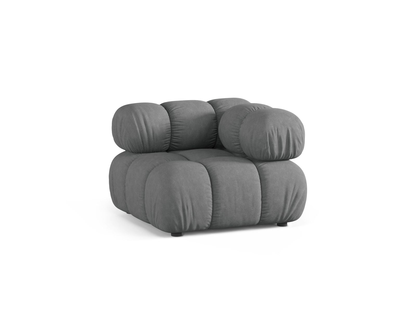 Elegantes 1-Sitzer Eckmodul Bellis in stilvollem Grau, ideal für individuelle Sofa-Kombinationen im modernen Wohnraum.