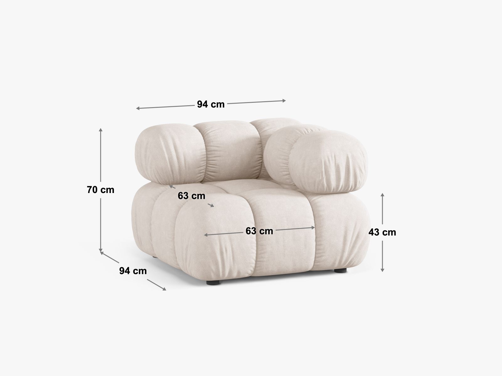 Beige Eckmodul Bellis von Micadoni, elegantes und anpassbares Sofa-Element für kreative Raumlösungen und modernes Wohndesign.
