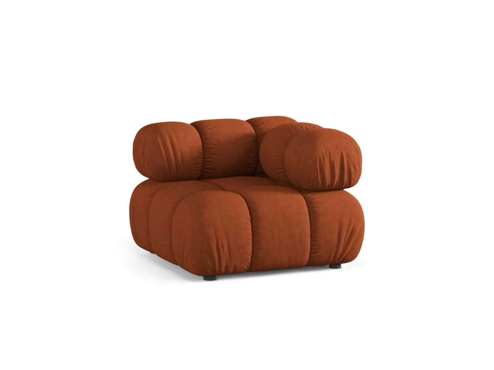 Elegantes 1-Sitzer Eckmodul Bellis in warmem Ziegelrot, ideal für individuelle Sofa-Kombinationen im modernen Wohnraum.