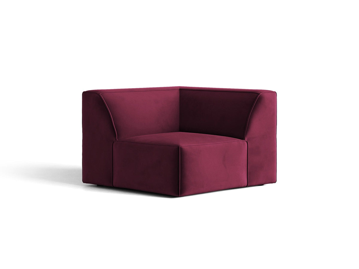 Eckmodul Jodie von Micadoni in leichtem Beige, Venus-Samtstoff, schwarze Kunststoffbeine, Teil eines modularen Sofasystems.
