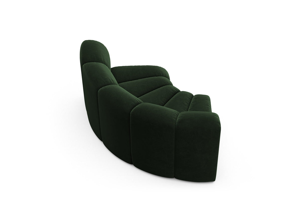 Produktfoto des Lupine Eckmoduls von Micadoni: modulares Sofa-Eckelement in leichtem Beige mit Venus-Samtbezug und schwarzen Kunststoffbeinen.