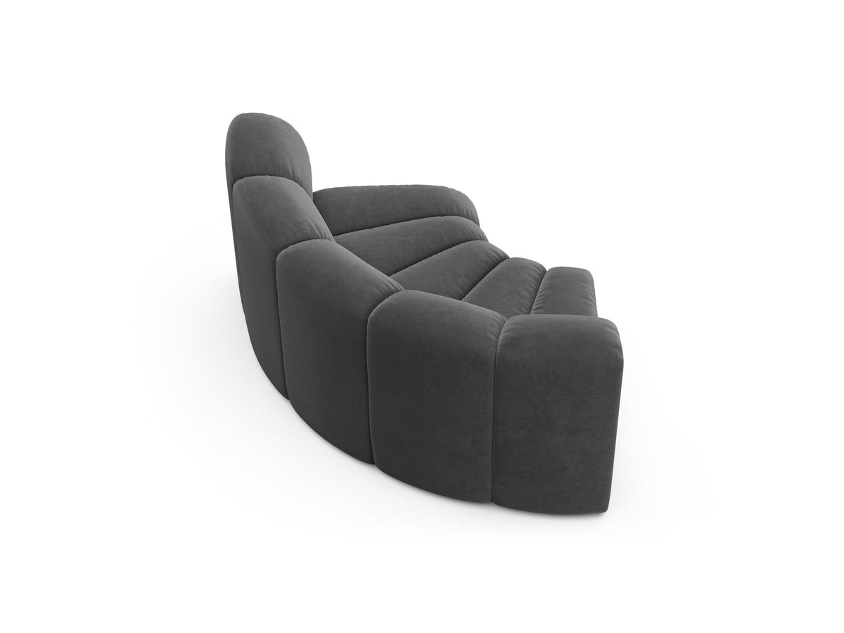 Produktfoto des Lupine Eckmoduls von Micadoni: modulares Sofa-Eckelement in leichtem Beige mit Venus-Samtbezug und schwarzen Kunststoffbeinen.