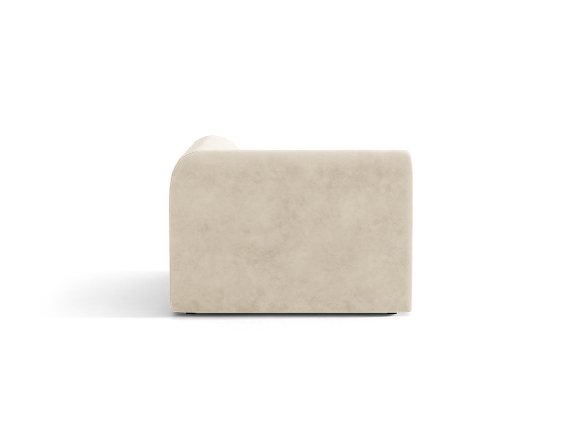 Miley Eckmodul von Micadoni in Dunkelbeige, modulares Sofa mit Stoffbezug Bluvel 30 und schwarzen Kunststoffbeinen aus Polypropylen