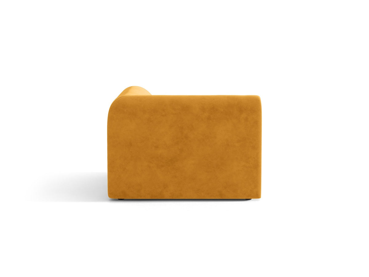 Miley Eckmodul von Micadoni in Dunkelbeige, modulares Sofa mit Stoffbezug Bluvel 30 und schwarzen Kunststoffbeinen aus Polypropylen