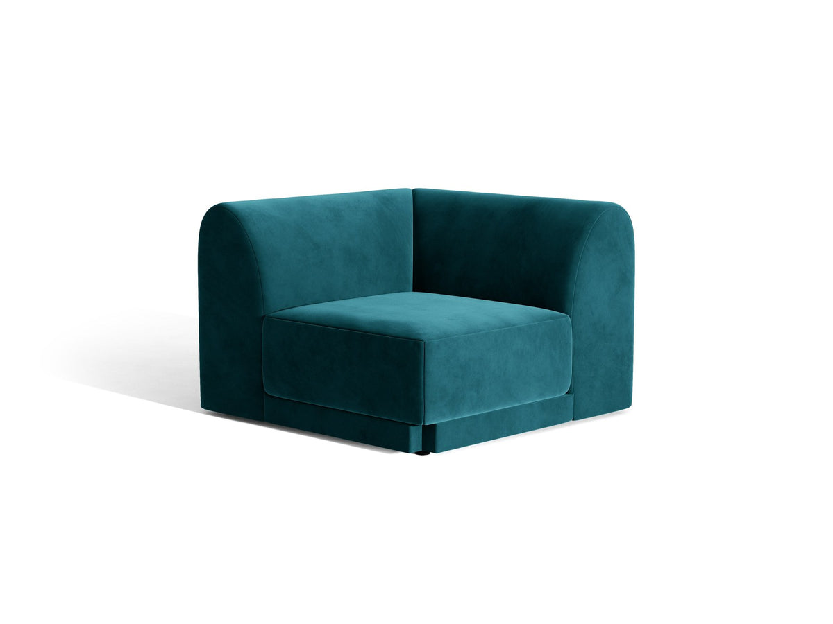 Miley Eckmodul von Micadoni in Dunkelbeige, modulares Sofa mit Stoffbezug Bluvel 30 und schwarzen Kunststoffbeinen aus Polypropylen