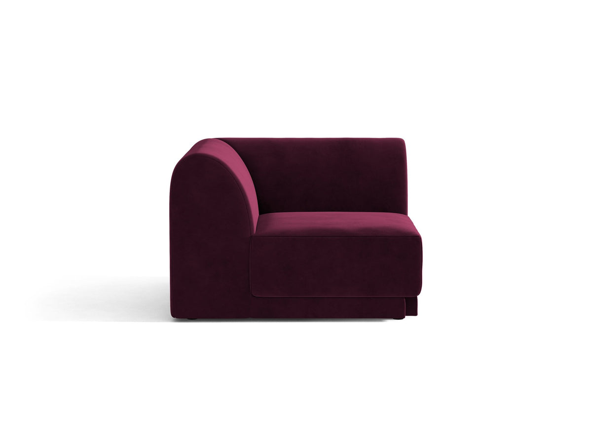 Miley Eckmodul von Micadoni in Dunkelbeige, modulares Sofa mit Stoffbezug Bluvel 30 und schwarzen Kunststoffbeinen aus Polypropylen