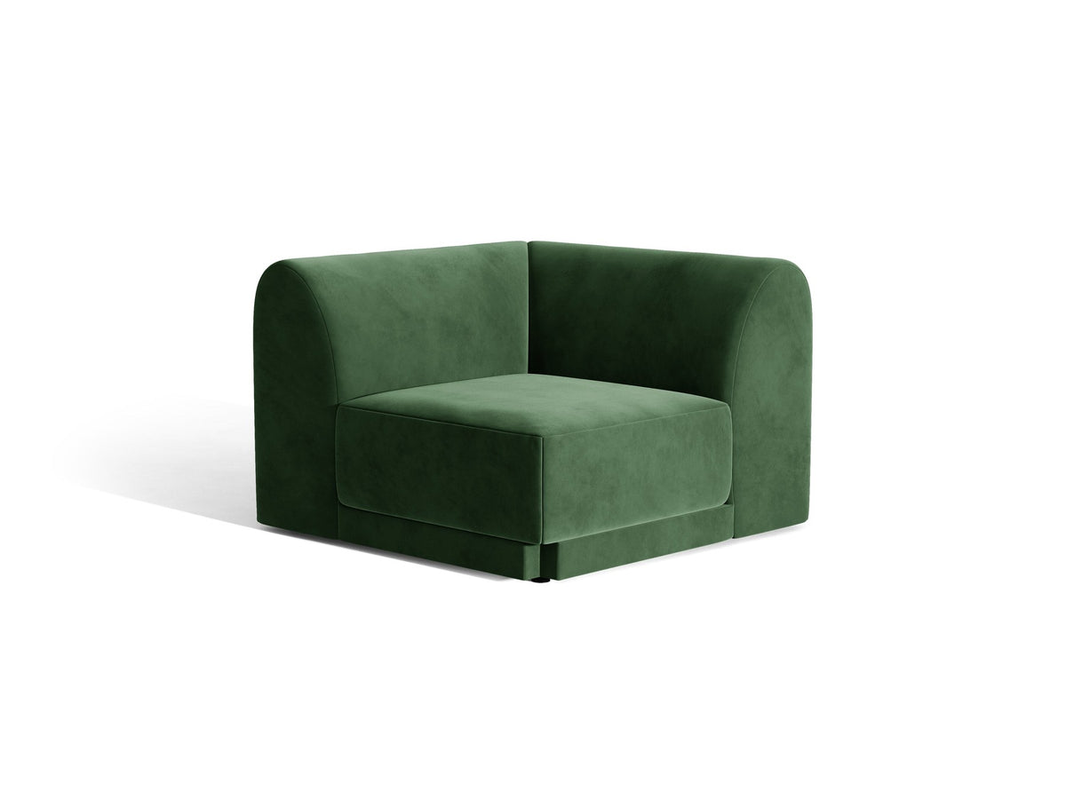Miley Eckmodul von Micadoni in Dunkelbeige, modulares Sofa mit Stoffbezug Bluvel 30 und schwarzen Kunststoffbeinen aus Polypropylen