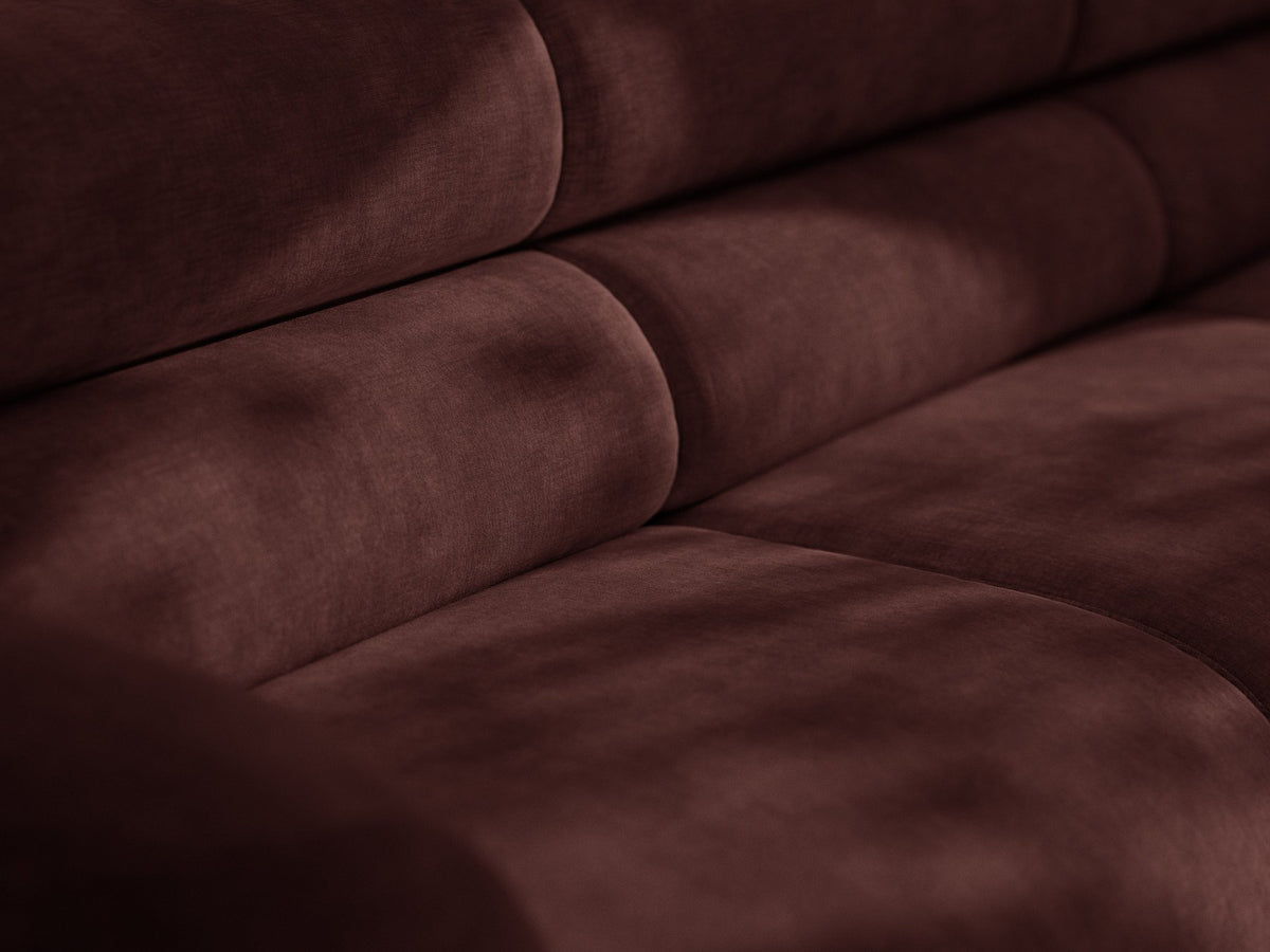 Eckmodul Neo von Micadoni in dunklem Olivgrün, gepolstertes modulares Sofa mit hoher Rückenlehne und schwarzen Kunststoffbeinen.