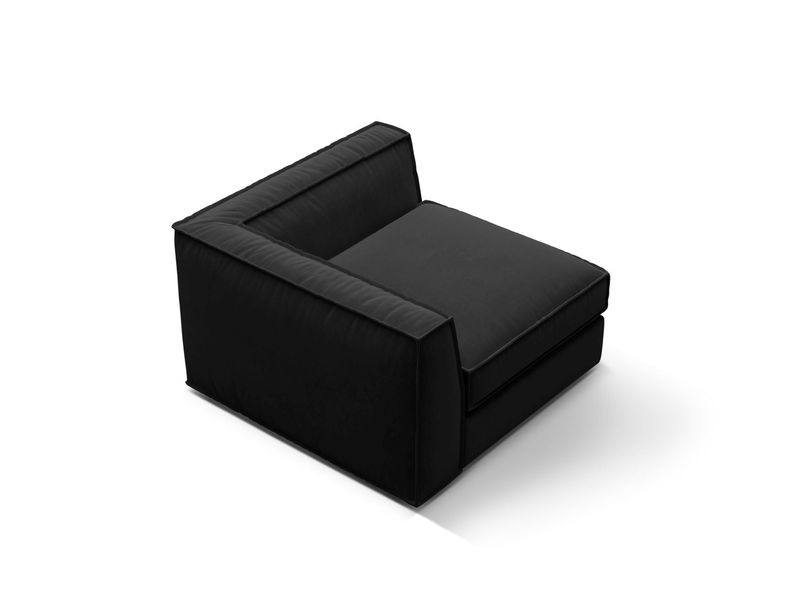 Elegantes 1-Sitzer Eckmodul Pola in modernem Schwarz, ideal für individuelle Sofa-Layouts und stilvolle Wohnräume.