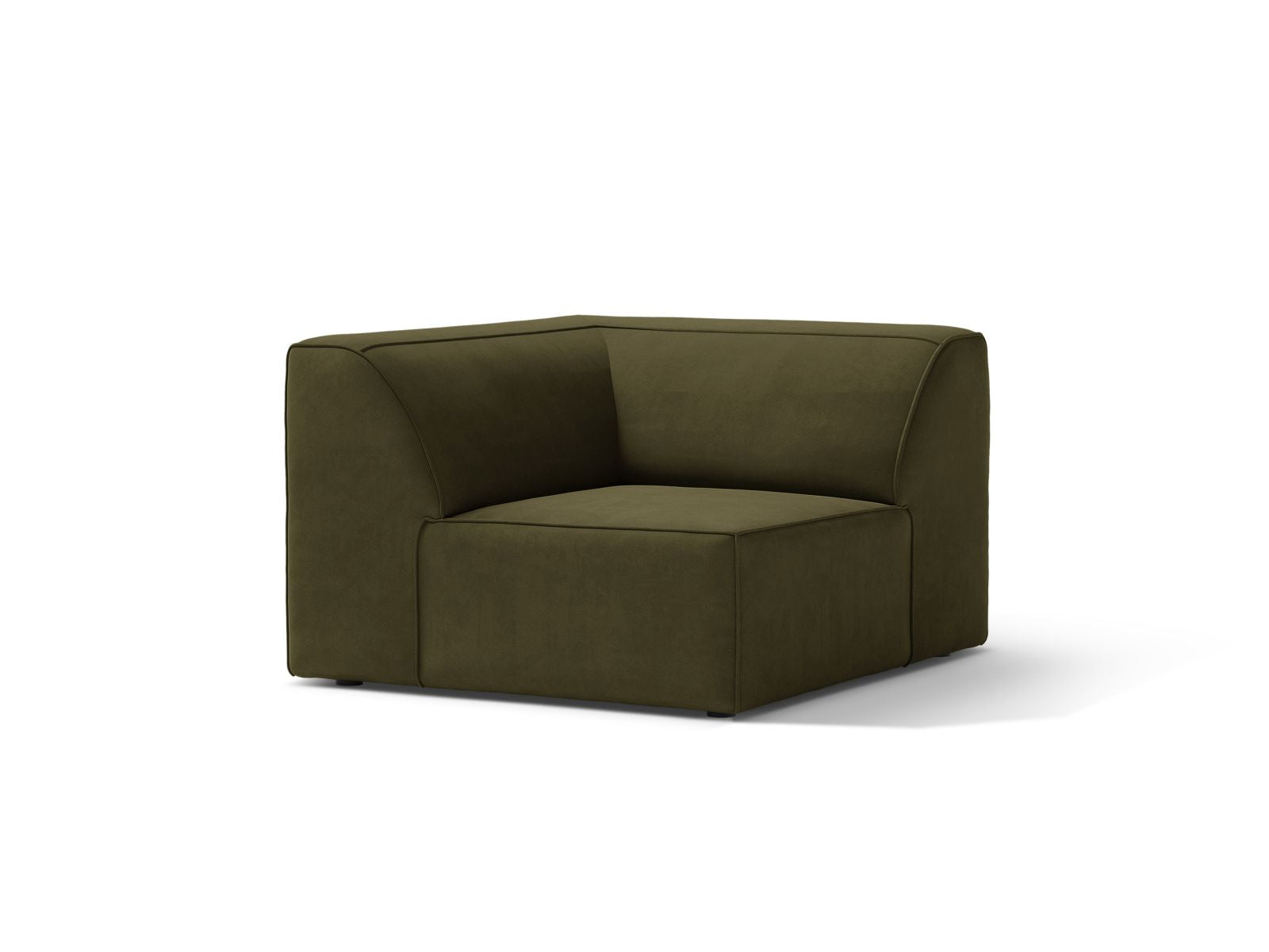 Elegantes 1-Sitzer Eckmodul Jodie in stilvollem Green-Bluvel, ideal für individuelle Sofa-Gestaltung im modernen Wohnraum.