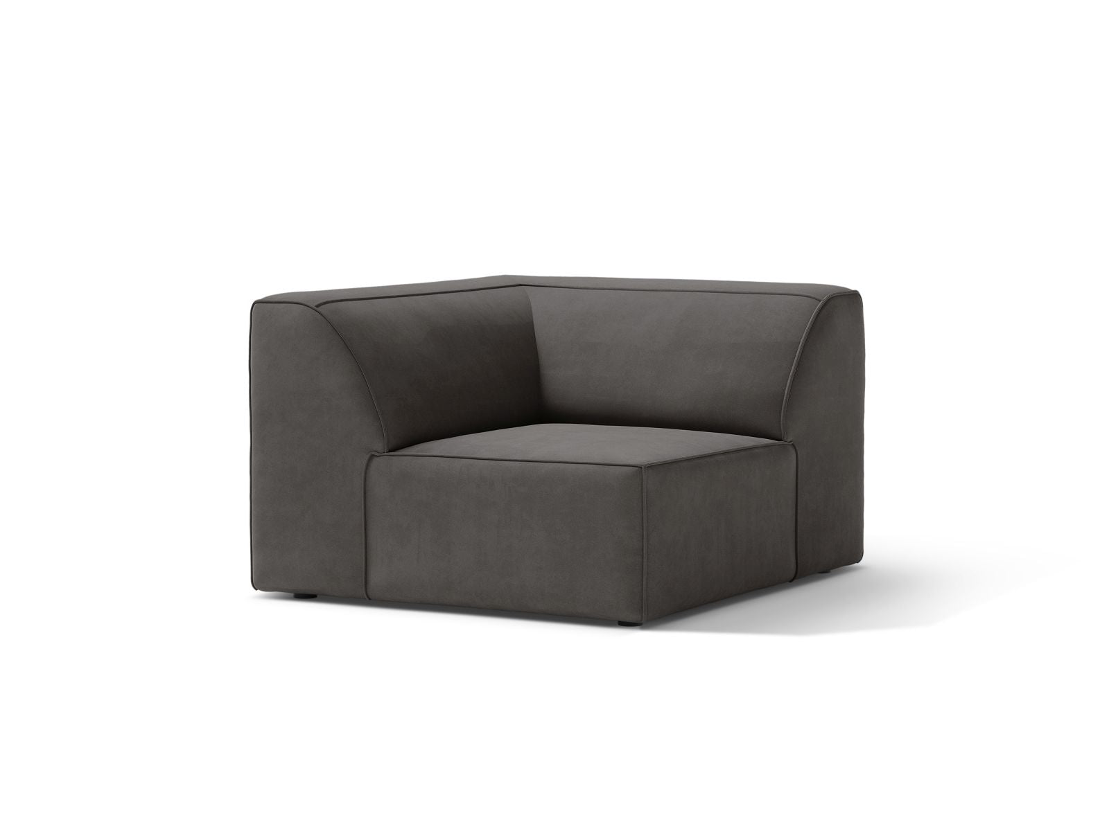 Elegantes 1-Sitzer Eckmodul Jodie in sanftem Light Grey-Bluvel, ideal für individuelle Sofa-Gestaltung im modernen Wohnraum.