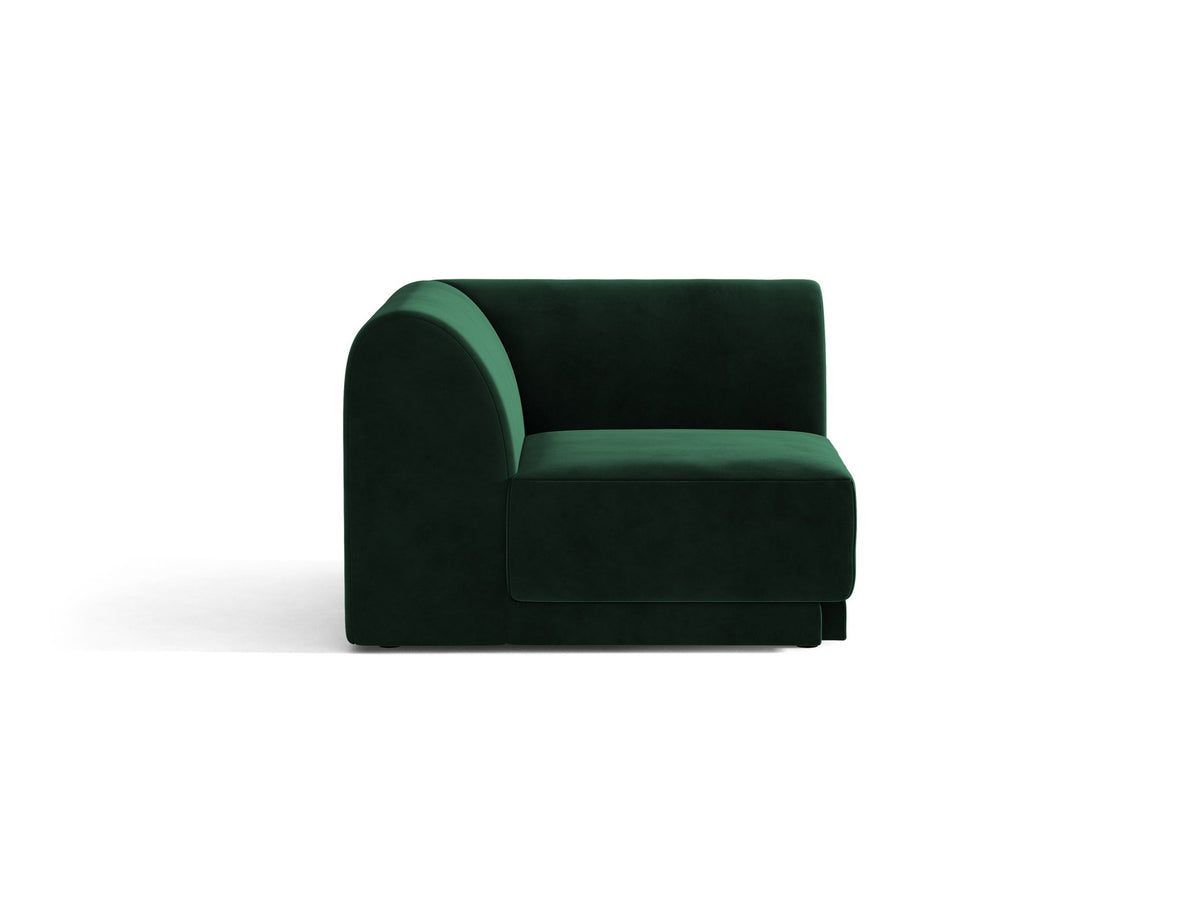 Miley Eckmodul von Micadoni in Dunkelbeige, modulares Sofa mit Stoffbezug Bluvel 30 und schwarzen Kunststoffbeinen aus Polypropylen