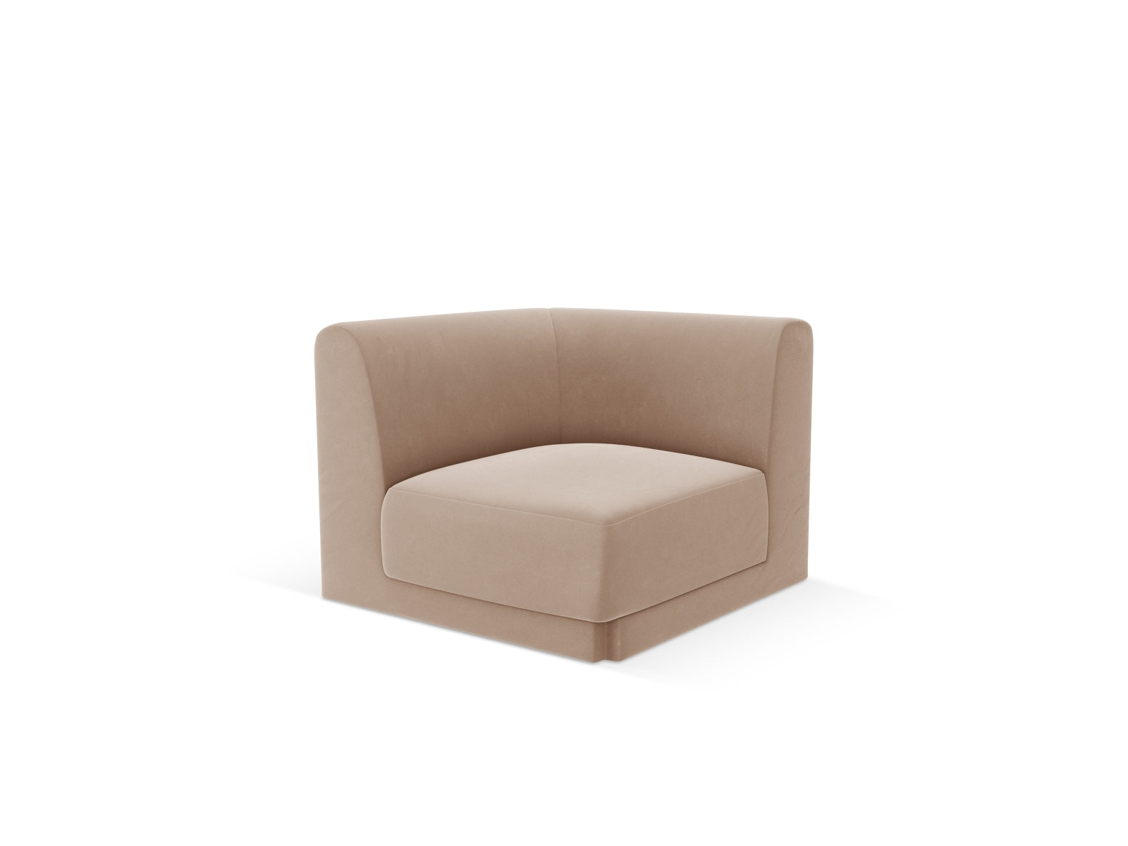 Eleganter Miley Velour Modul Corner 1 Sitzer in Cappuccino-Bluvel, ideal für stilvolle Wohnräume und vielseitige Sofa-Kombinationen.