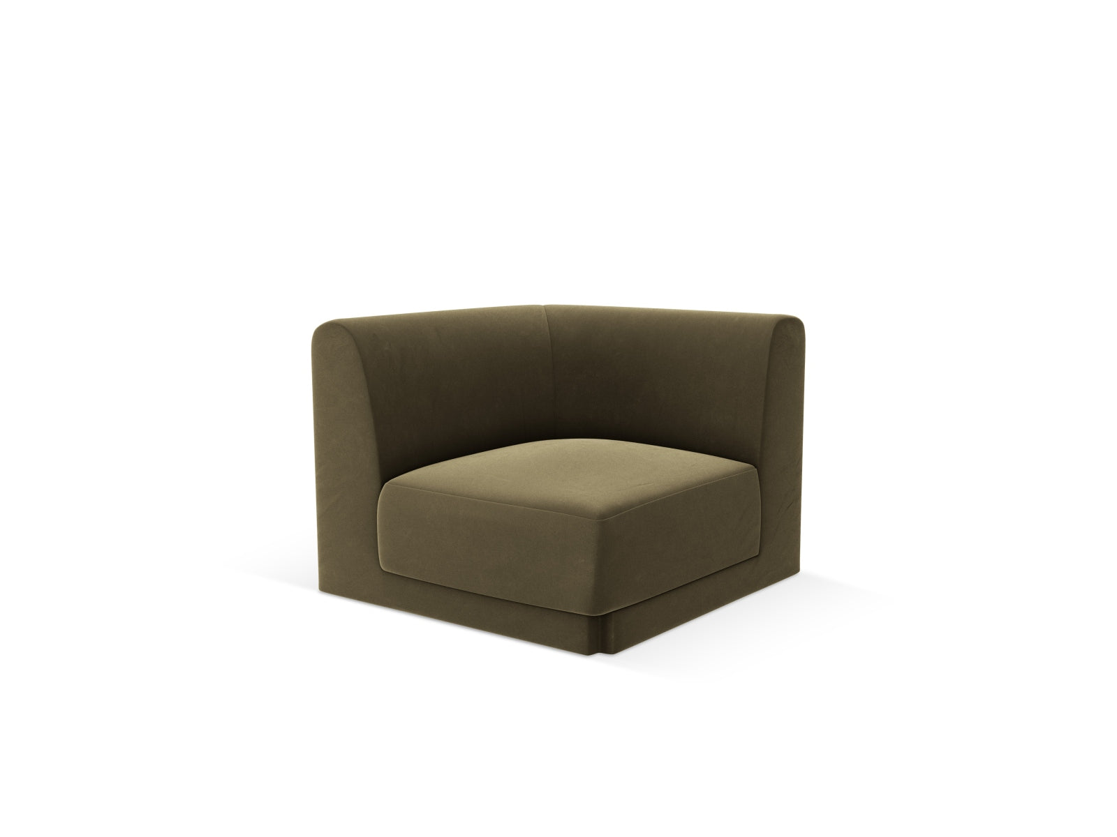 Eleganter Miley Velour Modul Corner 1 Sitzer in Green-Bluvel, ideal für stilvolle Wohnräume, erhältlich bei KAQTU Design AG.