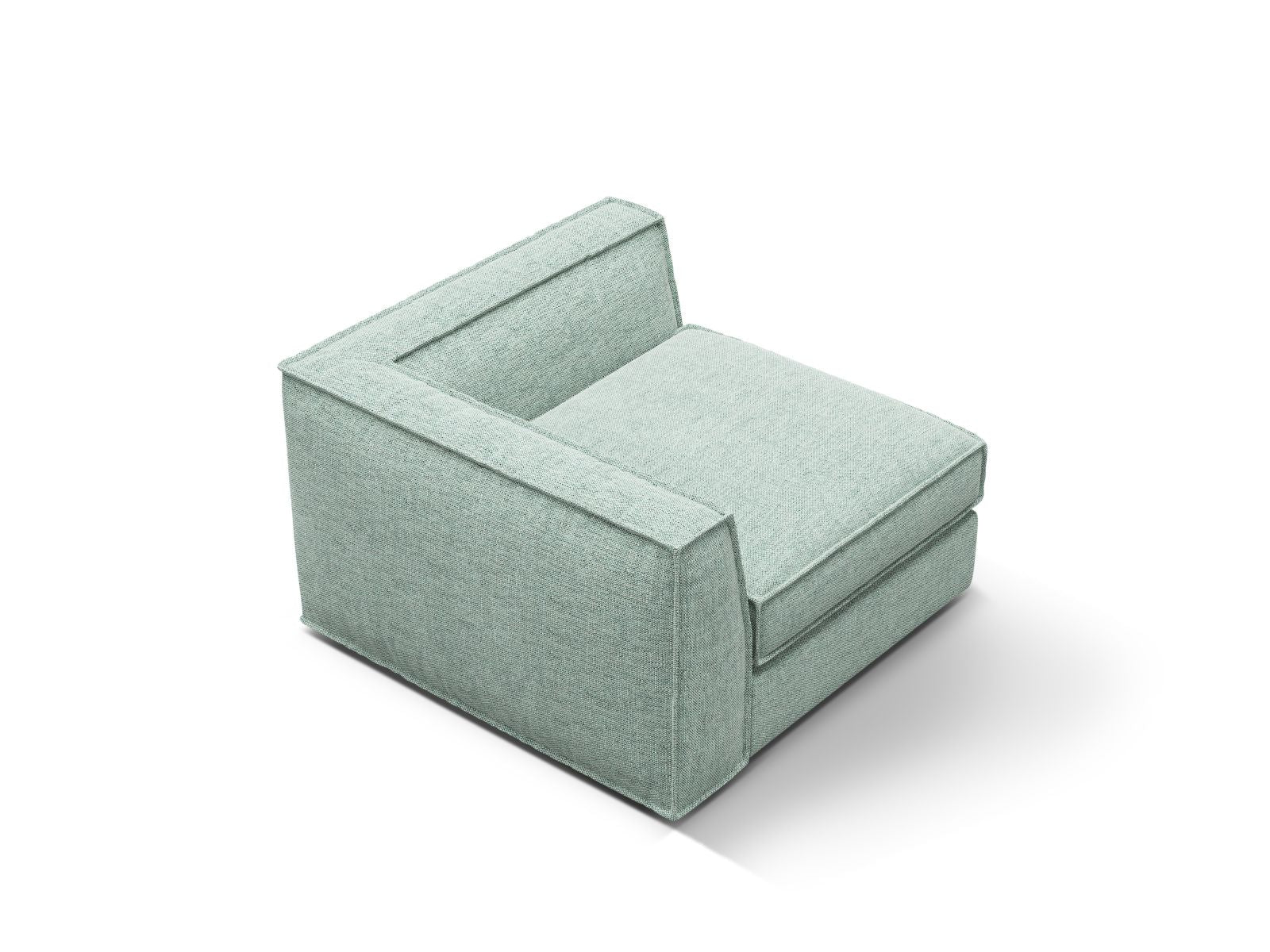 Elegantes 1-Sitzer Eckmodul Pola in sanftem Mintgrün, ideal für individuelle Sofa-Arrangements und zeitgemäße Einrichtungslösungen von Micadoni.