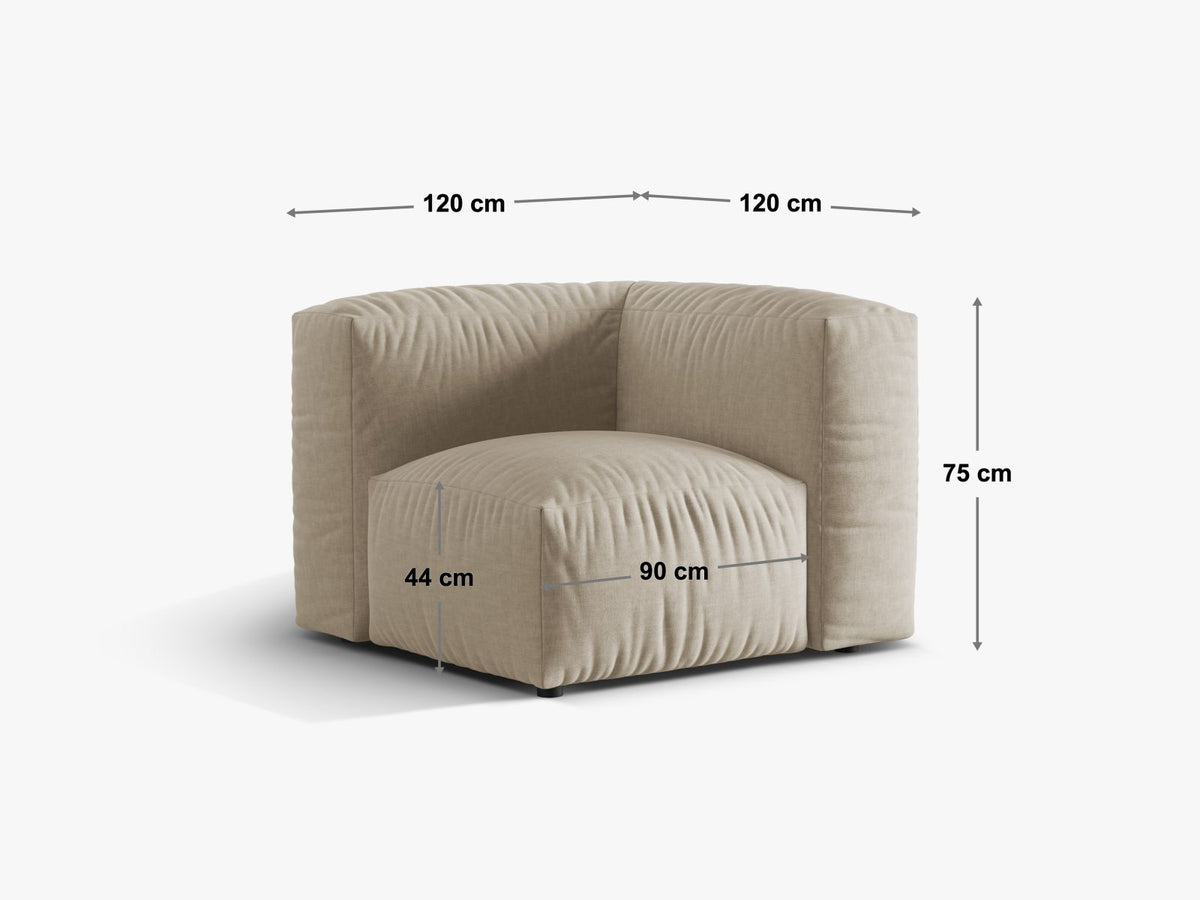 1-Sitzer Eckmodul XL Martina in Petrol-Vogue präsentiert im Onlineshop von KAQTU Design AG. Modulares Sofa ist von Micadoni