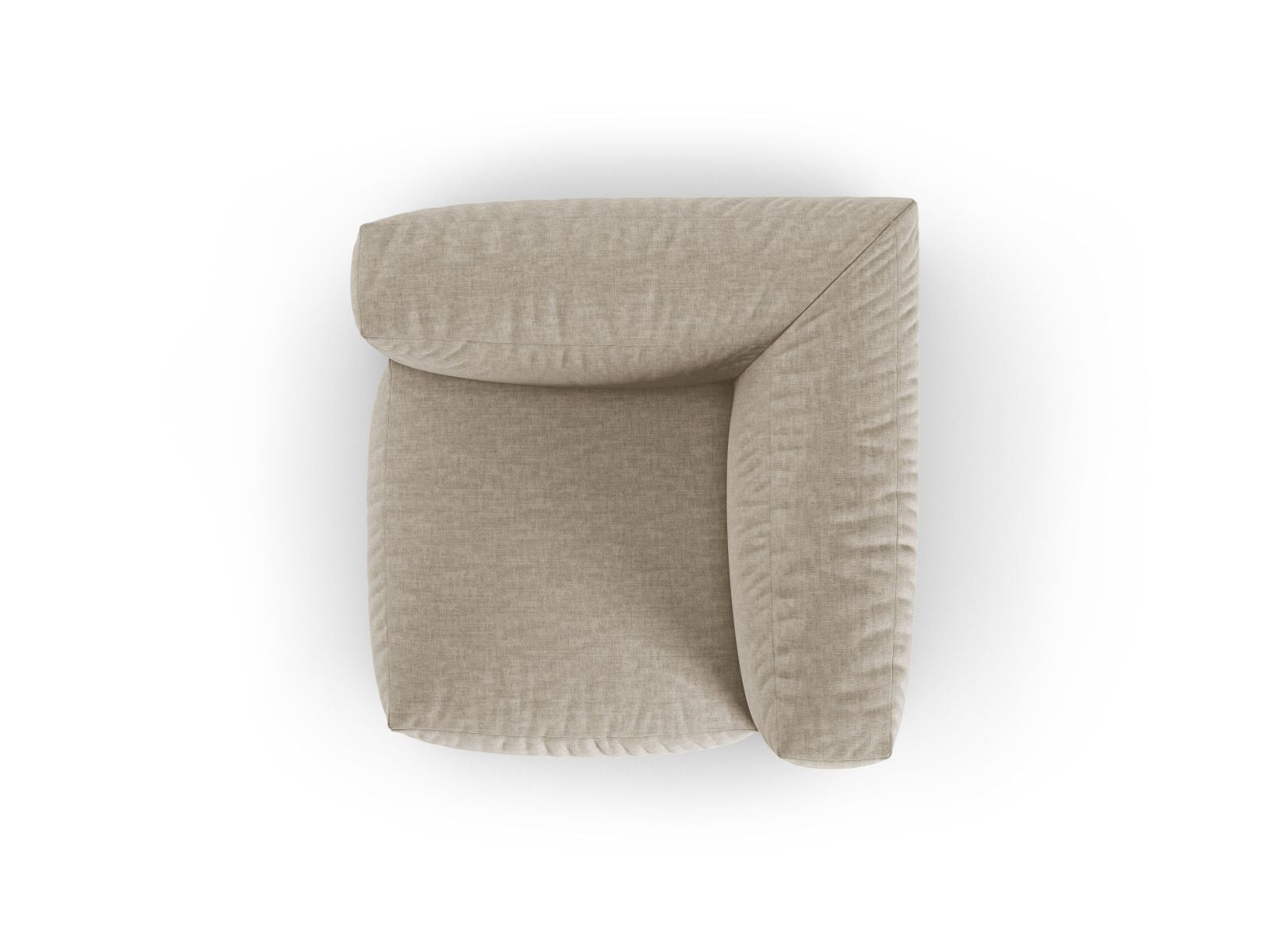 Stilvolles XL 1-Sitzer Eckmodul Martina in sanftem Beige, perfekt für kreative und anpassbare Sofa-Designs in zeitgemäßen Wohnbereichen.