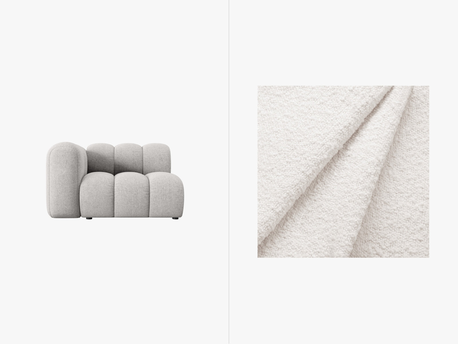 Lupine Boucle Modul links 1 Sitzer in White-Baloo präsentiert im Onlineshop von KAQTU Design AG. Modulares Sofa ist von Micadoni