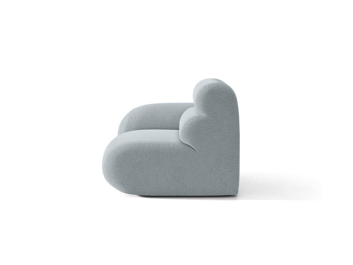 Modulares Sofa Neo von Micadoni in Dunkles olivgrün mit strukturiertem Bouclé-Stoffbezug, schwarzen Kunststoffbeinen und hoher Rückenlehne.