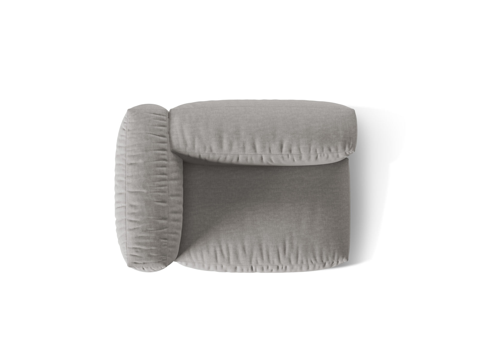 Stylischer linker 1-Sitzer des Martina Moduls in sanftem Grau, perfekt für moderne und anpassbare Wohnkonzepte.