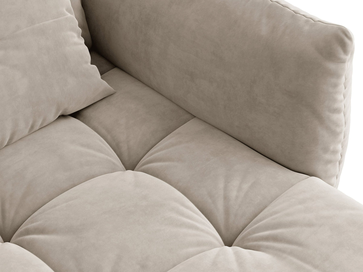 Modulares Sofa Bloom Modul von Micadoni in Leichtes beige, Bezug aus Casino Pearl Velours-Stoff, mit schwarzen Kunststoffbeinen.
