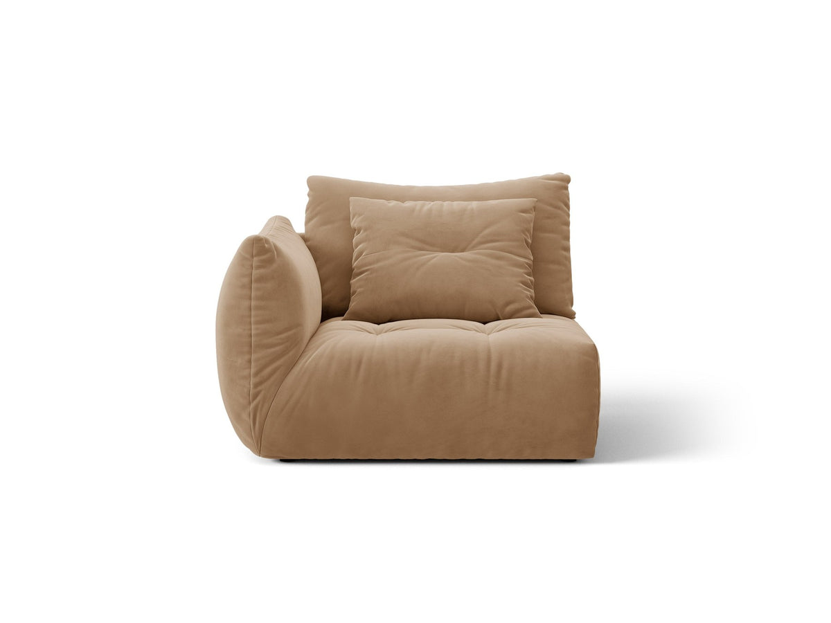 Modulares Sofa Bloom Modul von Micadoni in Leichtes beige, Bezug aus Casino Pearl Velours-Stoff, mit schwarzen Kunststoffbeinen.