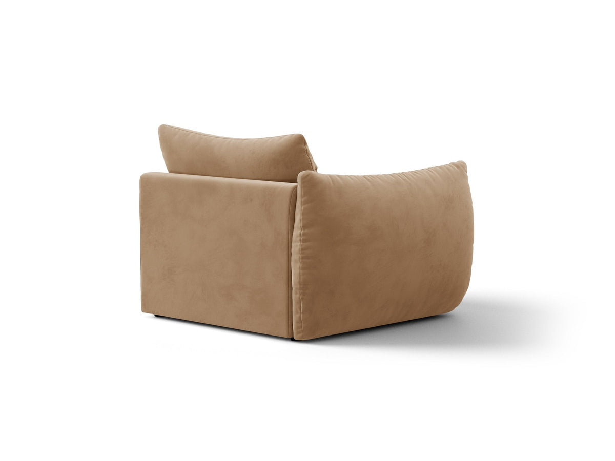 Modulares Sofa Bloom Modul von Micadoni in Leichtes beige, Bezug aus Casino Pearl Velours-Stoff, mit schwarzen Kunststoffbeinen.