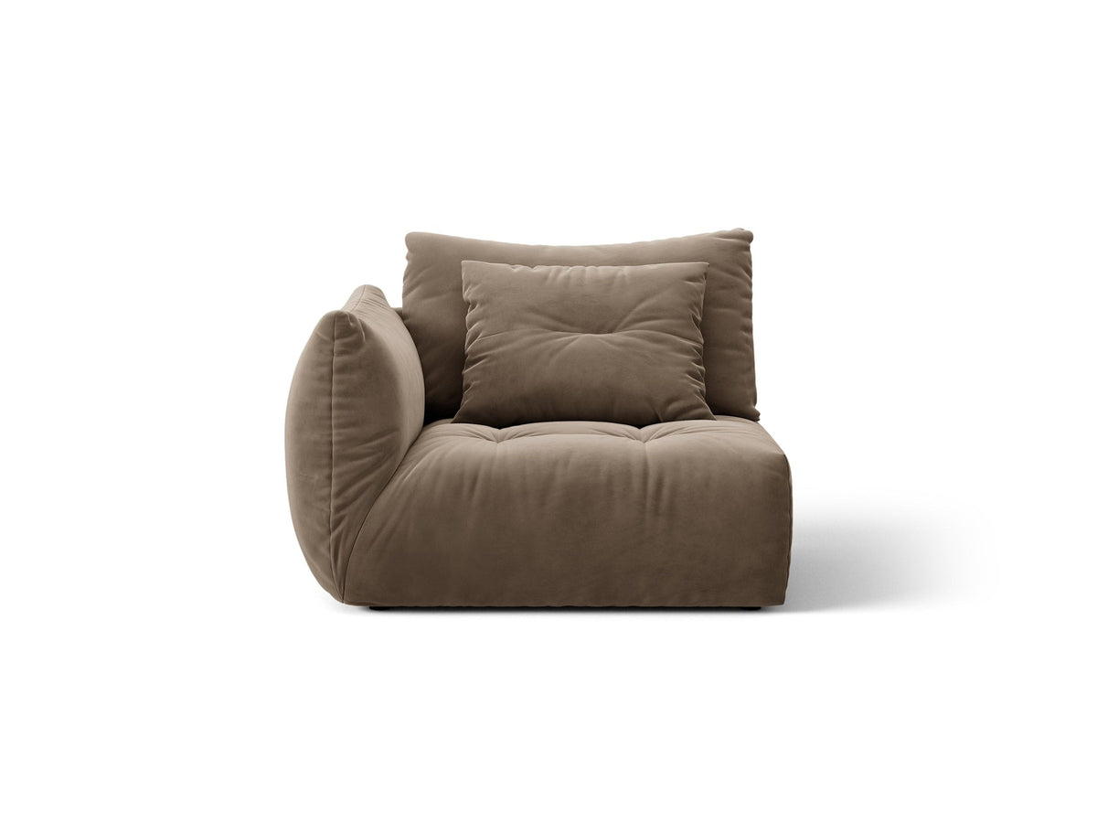 Modulares Sofa Bloom Modul von Micadoni in Leichtes beige, Bezug aus Casino Pearl Velours-Stoff, mit schwarzen Kunststoffbeinen.