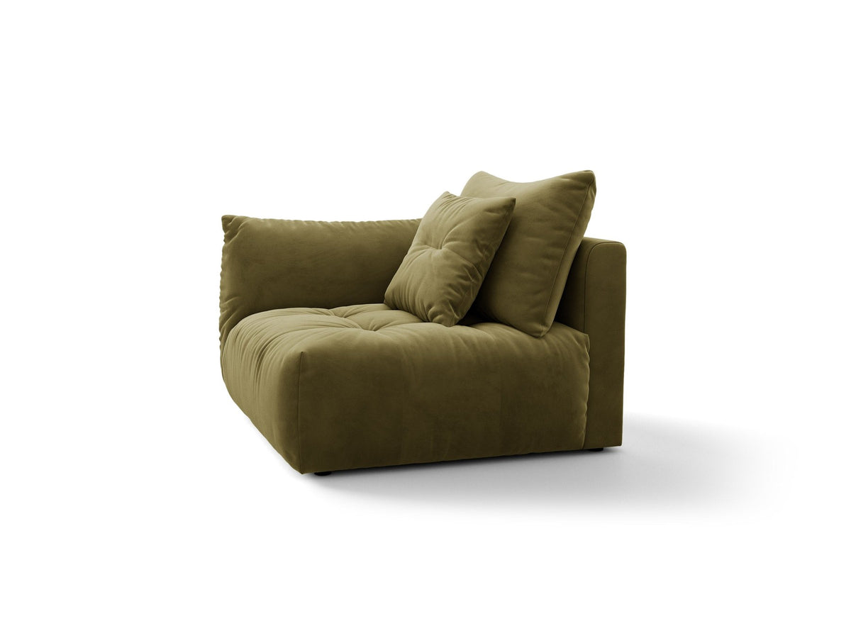 Modulares Sofa Bloom Modul von Micadoni in Leichtes beige, Bezug aus Casino Pearl Velours-Stoff, mit schwarzen Kunststoffbeinen.