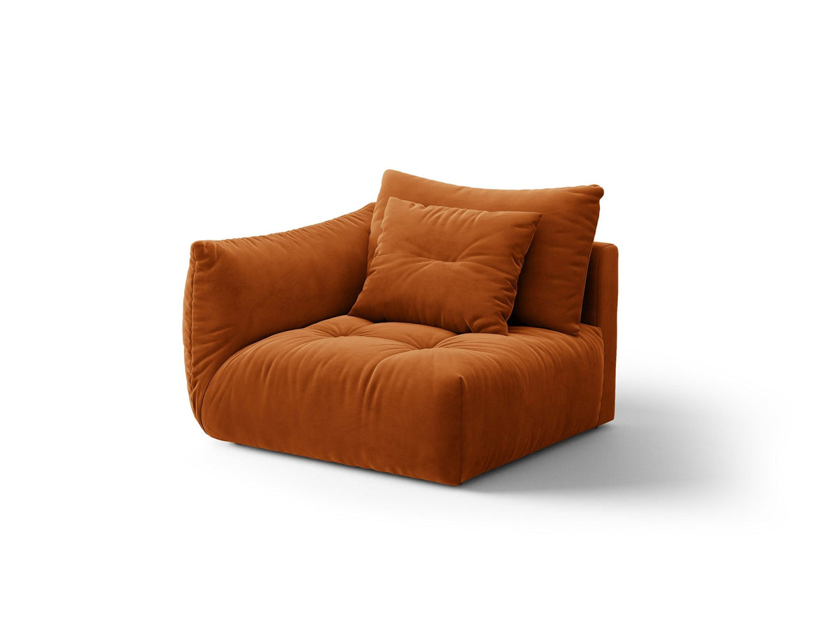 Modulares Sofa Bloom Modul von Micadoni in Leichtes beige, Bezug aus Casino Pearl Velours-Stoff, mit schwarzen Kunststoffbeinen.