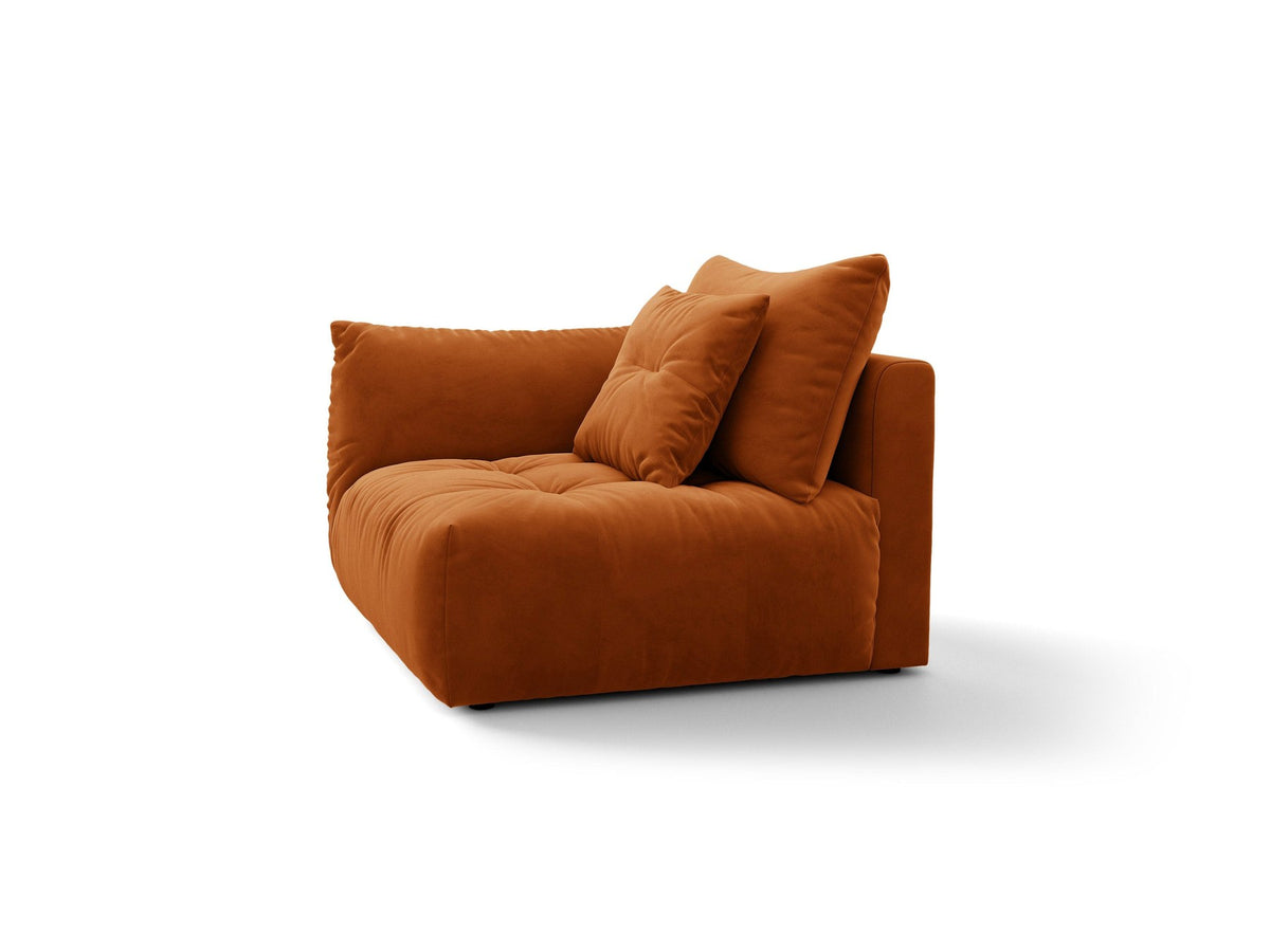 Modulares Sofa Bloom Modul von Micadoni in Leichtes beige, Bezug aus Casino Pearl Velours-Stoff, mit schwarzen Kunststoffbeinen.