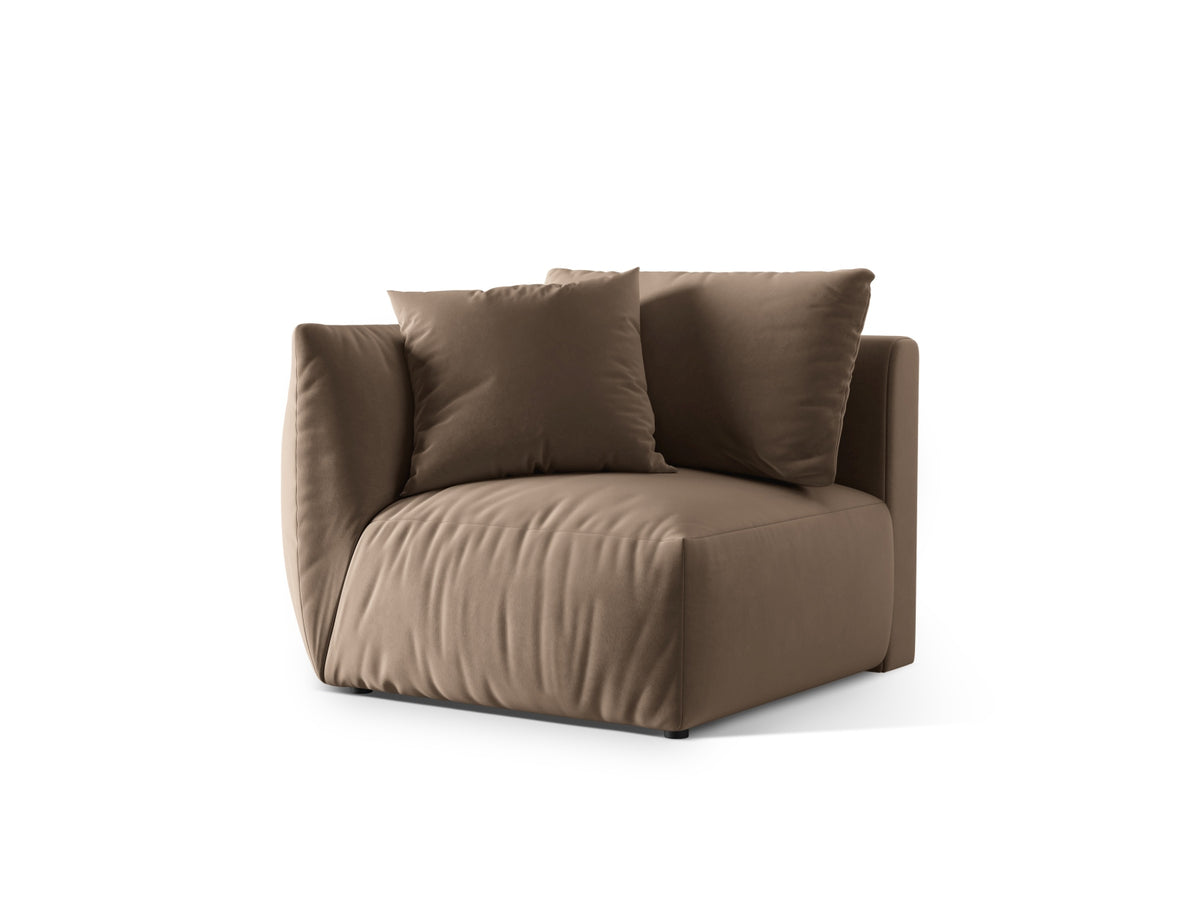 Chris Velour Modul links 1 Sitzer in Light Brown-Casino präsentiert im Onlineshop von KAQTU Design AG. Modulares Sofa ist von Micadoni