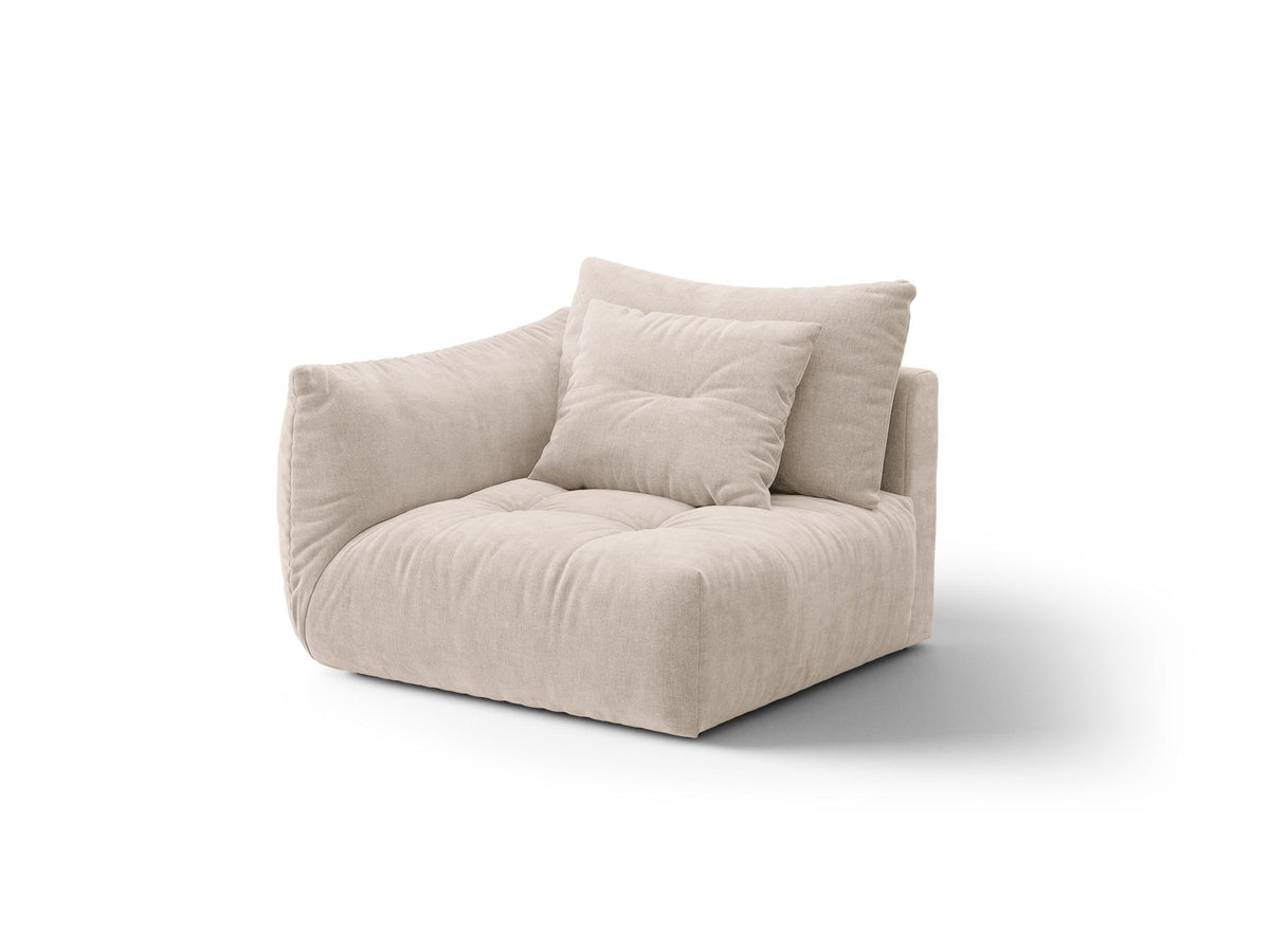 Modulares Sofa Bloom Modul von Micadoni in Leichtes beige, Bezug aus Casino Pearl Velours-Stoff, mit schwarzen Kunststoffbeinen.