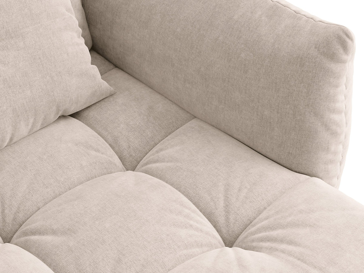 Modulares Sofa Bloom Modul von Micadoni in Leichtes beige, Bezug aus Casino Pearl Velours-Stoff, mit schwarzen Kunststoffbeinen.