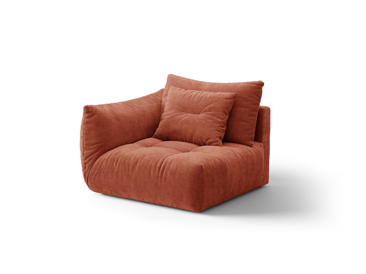 Modulares Sofa Bloom Modul von Micadoni in Leichtes beige, Bezug aus Casino Pearl Velours-Stoff, mit schwarzen Kunststoffbeinen.
