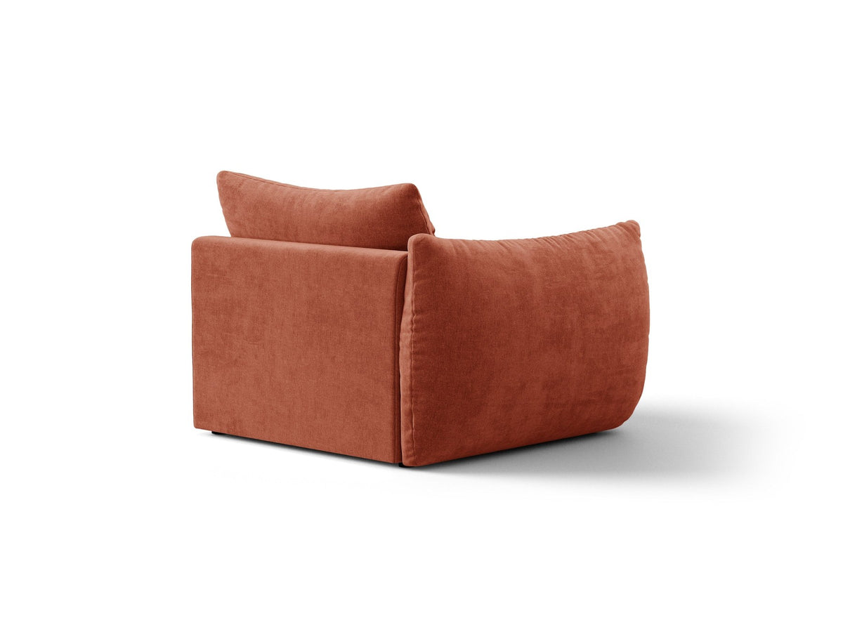 Modulares Sofa Bloom Modul von Micadoni in Leichtes beige, Bezug aus Casino Pearl Velours-Stoff, mit schwarzen Kunststoffbeinen.
