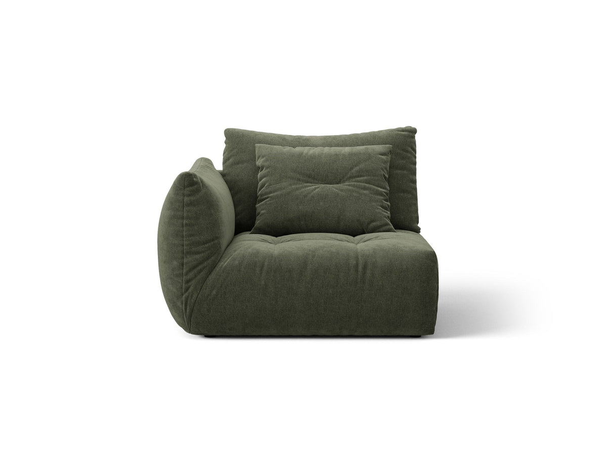 Modulares Sofa Bloom Modul von Micadoni in Leichtes beige, Bezug aus Casino Pearl Velours-Stoff, mit schwarzen Kunststoffbeinen.
