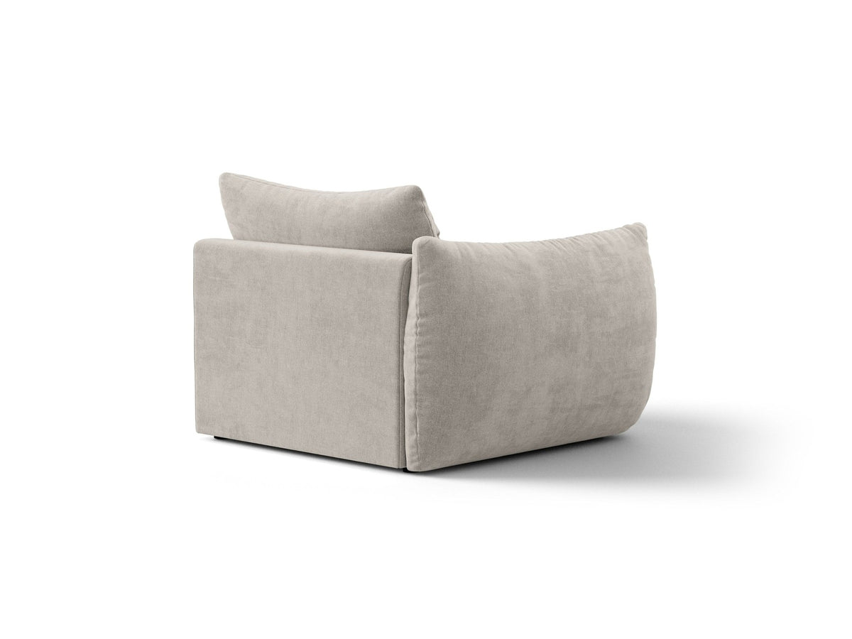 Modulares Sofa Bloom Modul von Micadoni in Leichtes beige, Bezug aus Casino Pearl Velours-Stoff, mit schwarzen Kunststoffbeinen.